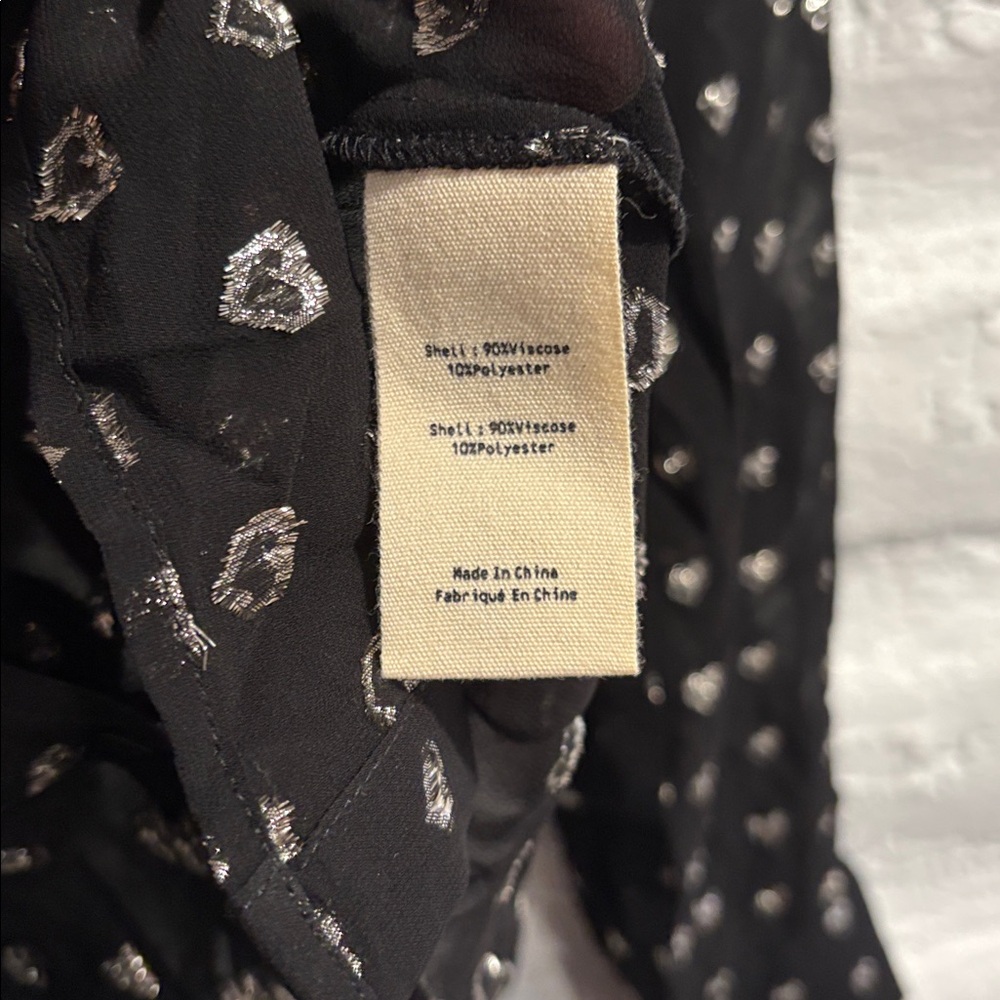 L’Agence Hailie Black & Silver Hearts Semi Sheer Blouse - Picture 7 of 11